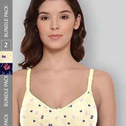 LYRA Pack Of 2 Printed Combed Cotton Wirefree Secret Support Bra with Detachable Strap-image-52