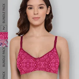 LYRA Pack Of 2 Printed Combed Cotton Wirefree Secret Support Bra with Detachable Strap-image-26