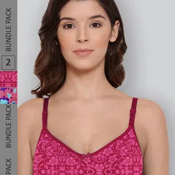 LYRA Pack Of 2 Printed Combed Cotton Wirefree Secret Support Bra with Detachable Strap-image-51