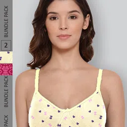 LYRA Pack Of 2 Printed Combed Cotton Wirefree Secret Support Bra with Detachable Strap-image-26