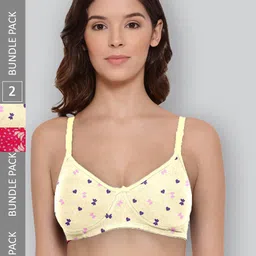 LYRA Pack Of 2 Printed Combed Cotton Wirefree Secret Support Bra with Detachable Strap-image-86