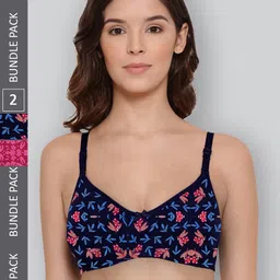 LYRA Pack Of 2 Printed Combed Cotton Wirefree Secret Support Bra with Detachable Strap-picture-17