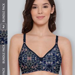 LYRA Pack Of 2 Printed Combed Cotton Seamless Moulded Encircled Bra-image-80