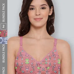LYRA Pack Of 2 Printed Combed Cotton Seamless Moulded Encircled Bra-picture-29