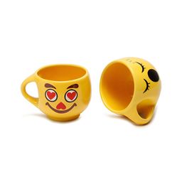 Arrabi Yellow & White Handcrafted Printed Ceramic Glossy Cups Set of Cups and Mugs image 2