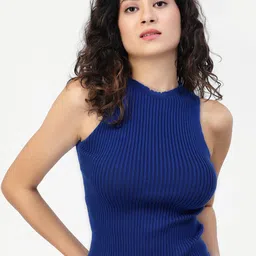 Kalt Sleeveless Ribbed Fitted Cotton Top-picture-14