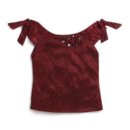 Tiny Girl Girls Self Design Sleveeless Tie-Ups Top-image-78