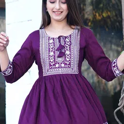 SUBHLAXMI FASHION Floral Embroidered Sweetheart Neck Cotton Top-image-10