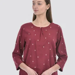 Numero Uno Print Keyhole Neck Cotton Top-picture-29