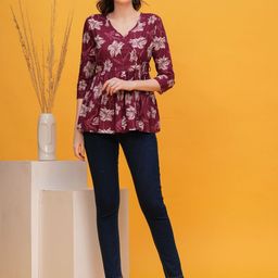 Vilgi Women Floral Printed Organic Cotton Wrap Top-picture-16