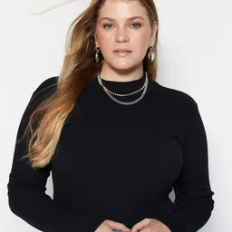 Trendyol Plus Size Round Neck Long Sleeves T-shirt-23
