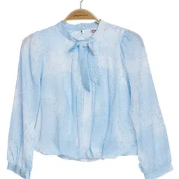 Peppermint Girls Tie-Up Neck Blouson Top-image-52