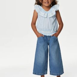 Marks & Spencer Girls Flutter Sleeve Cotton Regular Top-image-18
