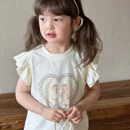 LULU & SKY Floral Print Flutter Sleeve Cotton Top-7