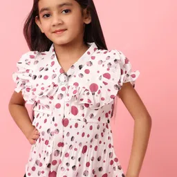 V-Mart Girls Polka Dots Printed V-Neck Top-image-93