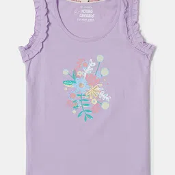 Jockey Girls Super Combed Cotton Ruffled Sleeve Graphic Printed Round Neck Tank Top - CG19-43