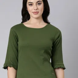TWIN BIRDS Round Neck Ruffled Cotton Top-picture-33