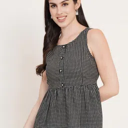 FABRIC FITOOR Checked Round Neck Cotton A-Line Top-picture-51