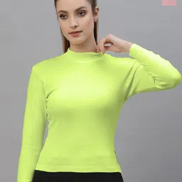 Friskers Pack Of 2 Ribbed High Neck Long Sleeves Fitted Bio Wash Cotton Tops-image-98