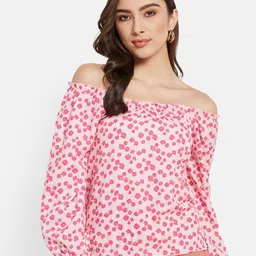 METTLE Floral Printed Off-Shoulder Cotton Top-39