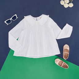 Pantaloons Junior Girls Cotton Peter Pan Collar A-Line Top-image-30