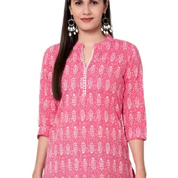 BAESD Print Mandarin Collar Cotton Top-image-15