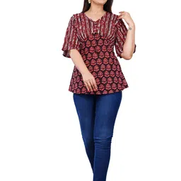 BAESD Floral Printed Flared Sleeve V-Neck Cotton Top-image-19