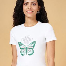 People White Print Cotton Top-image-107