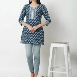 JANAKDULARI CREATION Geometric Print Cotton Top-image-91