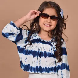 LilPicks Girls Tie & Dye Printed Gathered Cotton Regular Top-33