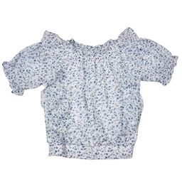 Peppermint Girls Floral Printed Puff Sleeves Ruffle Detailed Cotton Blouson Top-picture-8