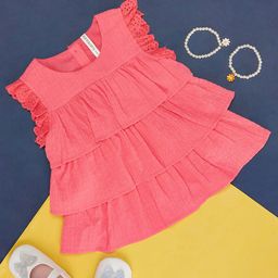 Pantaloons Baby Girls Round Neck Flutter Sleeve Layered Cotton A-Line Top-image-74