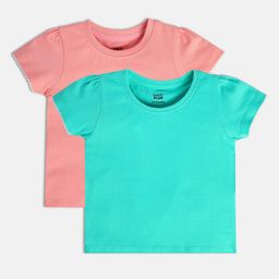 MINI KLUB GIRLS Pack of 2 Peach & Green Cotton Top-picture-23