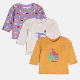 MINI KLUB Girls Pack of 3 Graphic Printed Cotton Tshirt-image-50
