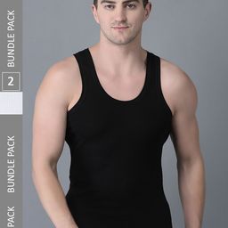 Dollar Bigboss Men Solid Pack of 2 Cotton Vest-17
