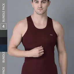 Dollar Bigboss Men Pack Of 4 Assorted Combed Cotton Shrinkless Innerwear Vests-image-4