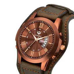 LORENZ Men Brass Printed Dial & Leather Straps Analogue Multi Function Watch MK-4029R image 3