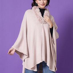 Mafadeny Longline Poncho With Faux Fur Detail-image-93