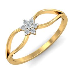 KUBERBOX Petite Floral 18KT Gold Diamond Studded Finger Ring- 1.58gm-image-63