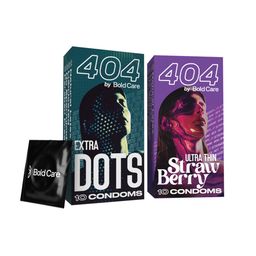 Bold Care Set Of 2 404 Extra Dots & Strawberry Flavored Condoms - 10Pcs Each image 1