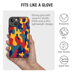 DailyObjects Blue & Yellow Printed Color Block Camo iPhone13 Phone Case image 2