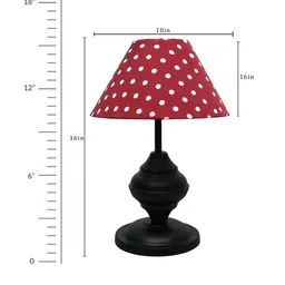 Homesake Red & Black Dot Printed Fabric Shade With Metal Base Table Lamp image 4