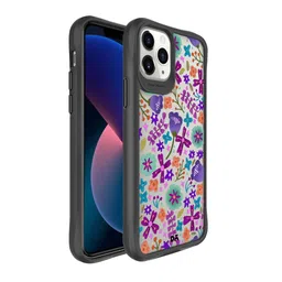 DailyObjects White Printed Lilac Bellflower Black Hybrid Clear iPhone 11 Pro Phone Case-19