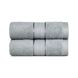 MYTRIDENT Grey 2 Pieces Textured Pure Cotton 450 GSM Hand Towels-2