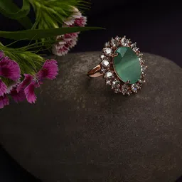 SOHI Gold-Plated Green Stoned Ring-36