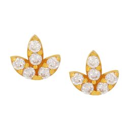 BHIMA Jewels 22K Hallmark 916 Purity Yellow Gold Three Leaf Stone Stud-image-11