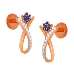 BHIMA Jewels 22K Hallmark 916 Purity Yellow Gold Round Rose Stone Stud-image-48
