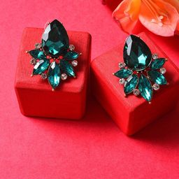 SOHI Women Multicoloured Floral Gold Plated Designer Stone Studs Earrings-20