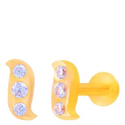 BHIMA 22K BIS Hallmark (916) Yellow Gold Elegant Tri Stone Nose Pin-image-24