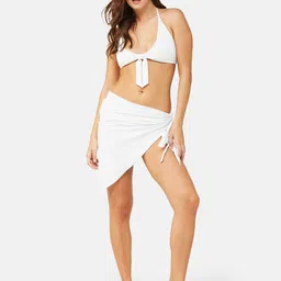 SECRETS BY ZEROKAATA Solid Ribbed Beach Wear Bikini Set with Sarong-picture-34